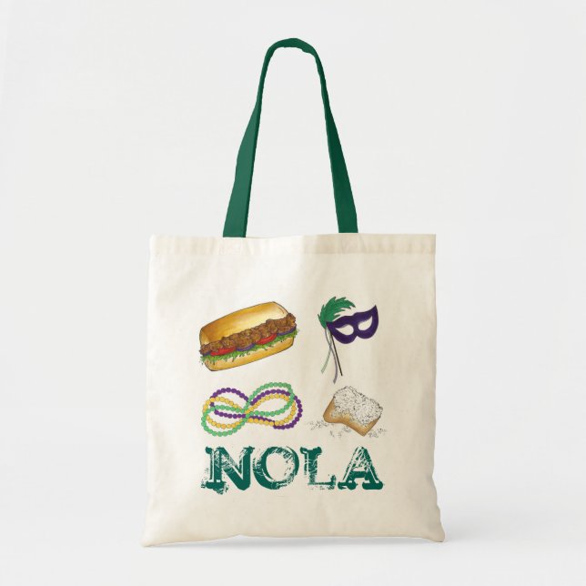 NOLA New Orleans Louisiana Mardi Gras Beads Party Tragetasche (Vorne)