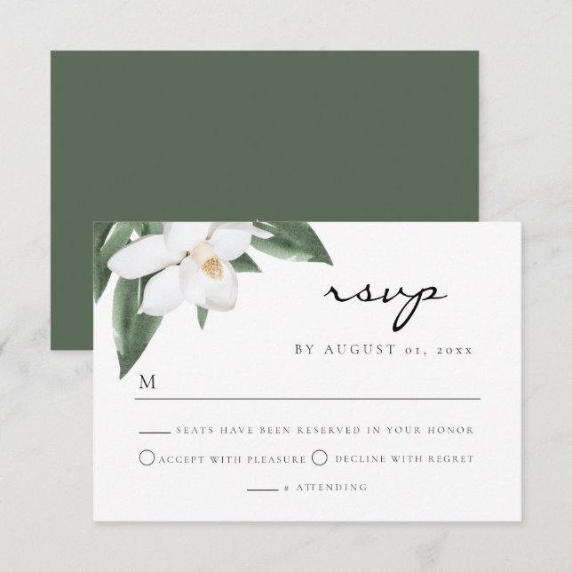 NOLA New Orleans Magnolia Wedding RSVP Postcard Einladung (Vorne/Hinten)
