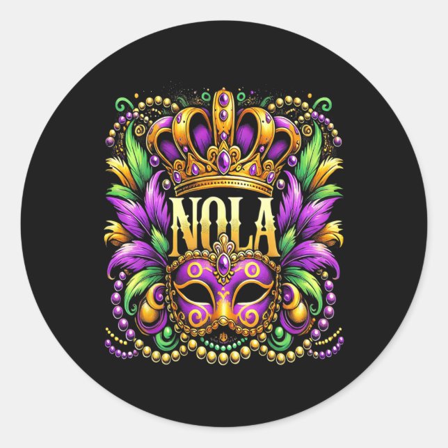 Nola New Orleans Mardi Gras 2025 Runder Aufkleber (Vorderseite)