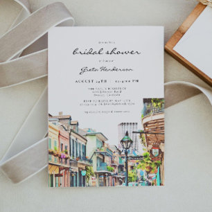 NOLA   New Orleans Mardi Gras Bridal Shower Einladung