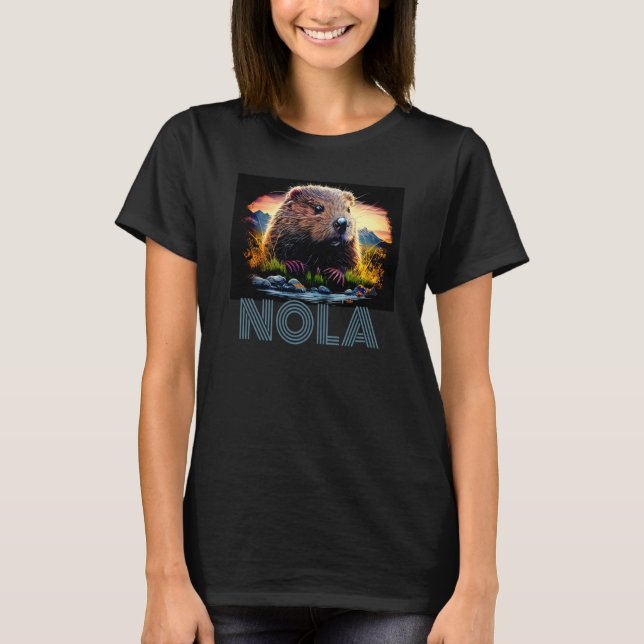 Nola Saying New Orleans Mardi Gras Nutria Rat  6 T-Shirt (Vorderseite)