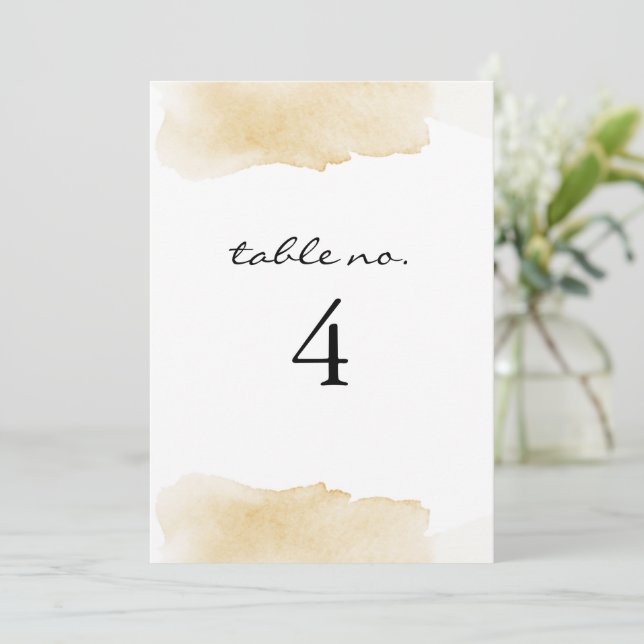 NOLA Yellow Watercolor Wedding Tischnummer (Stehend Vorderseite)