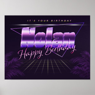 Nolan Nom Vorname lila retro Poster Geburtstag