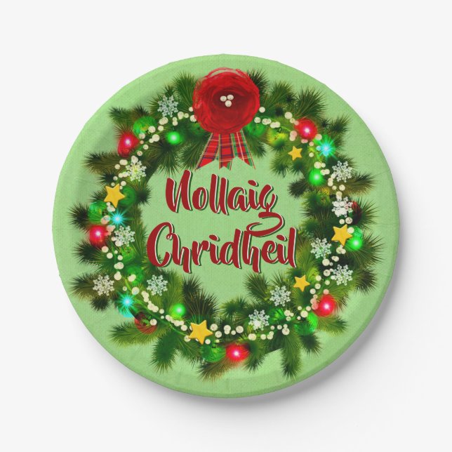 Nollaig Chridheil Scottish Christmas 7" Pappteller (Vorderseite)
