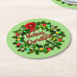 Nollaig Chridheil Scottish Christmas Runder Pappuntersetzer