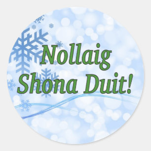 Nollaig Shona Duit! Frohe Weihnachten im irischen Runder Aufkleber