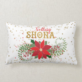 Nollaig Shona Gold Glitzer Poinsettia Weihnachten Lendenkissen