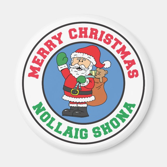 Nollaig Shona Joyeux Noël Père Noël Irish Magnet (Devant)