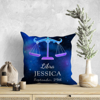 Nom avec signe Zodiac Libra Oreiller à lancer cade