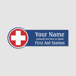 Nom Balise Premiers soins Logo croisé Badge texte 