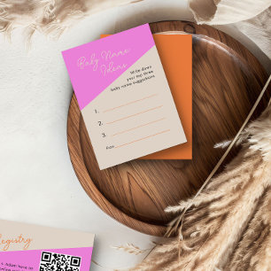 Nom bébé Idées Bright Rose Orange Carte d'activité