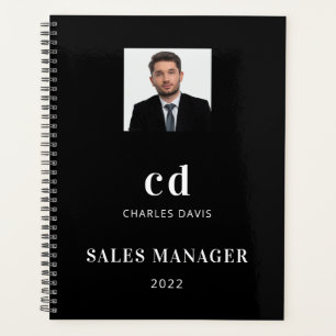 Nom blanc noir initiales photo entreprise