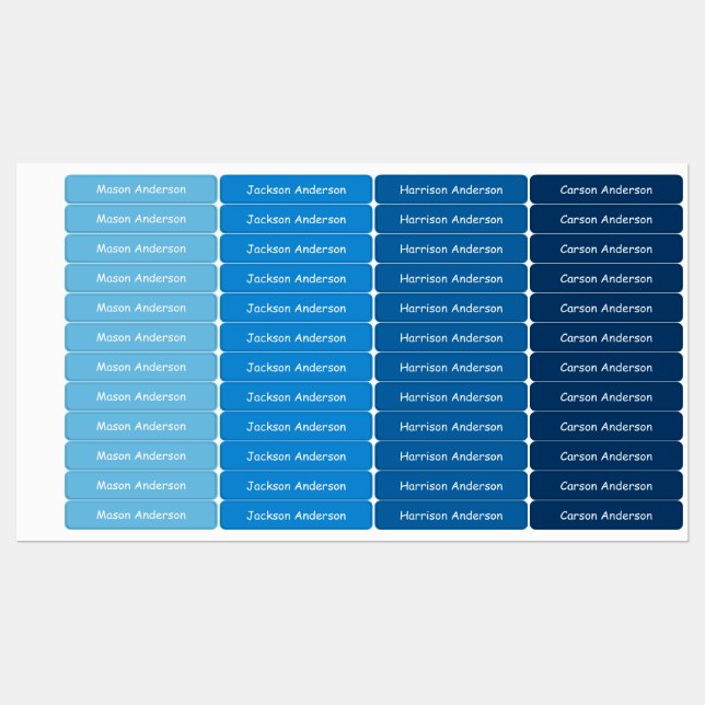 Nom bleu étiquettes pour garçons étanche à l'eau (Feuille)