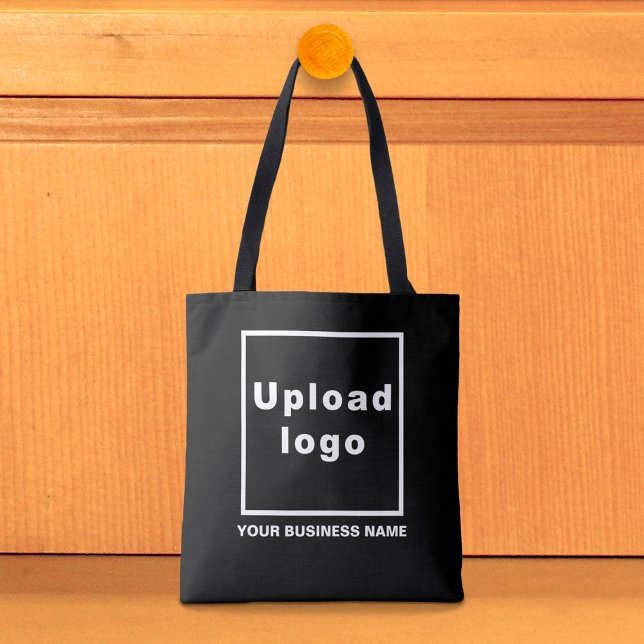Nom commercial et logo sur le Sac fourre-tout noir (Black tote bag with your business name and logo)