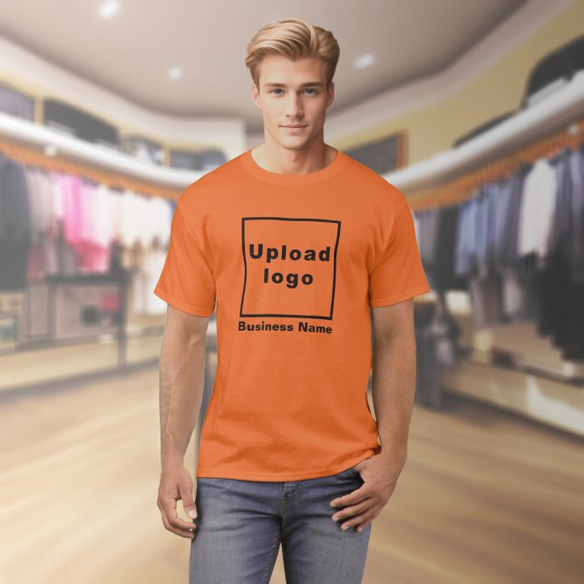 Nom commercial et logo sur T-shirt orange (Orange t-shirt with your business name and logo on model)