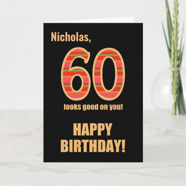 Nom customisé 60e anniversaire pour lui Carte (Devant)