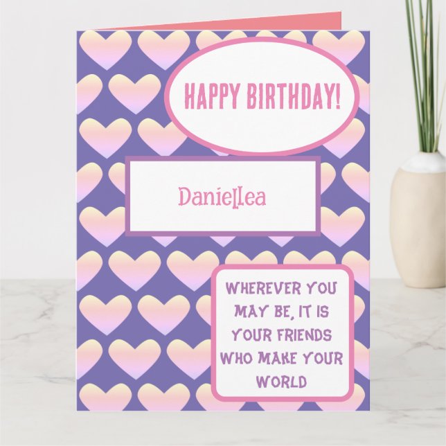 Nom d'ami personnalisé Carte d'anniversaire (Devant)