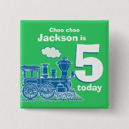 Nom d'anniversaire du train bleu et badge vert 5 a