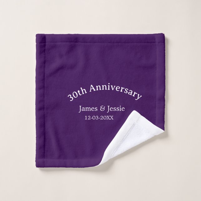 nom date 30e anniversaire de mariage violet simple (Gant de toilette)