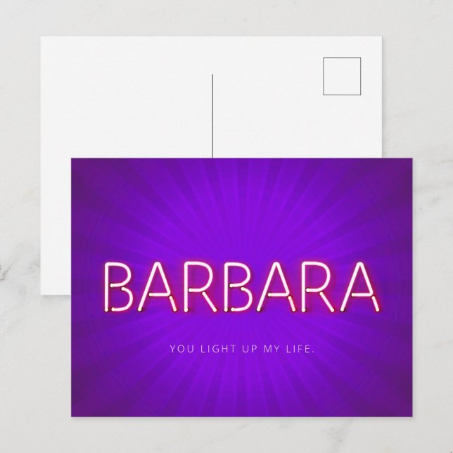 Nom de Barbara dans la carte lumineuse néon lumièr (Devant / Derrière)