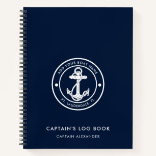 Nom de bateau moderne ancre bleu marine Journal de