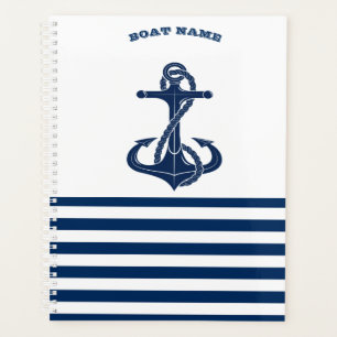 Nom de bateau nautique, ancre Rayures bleues et b
