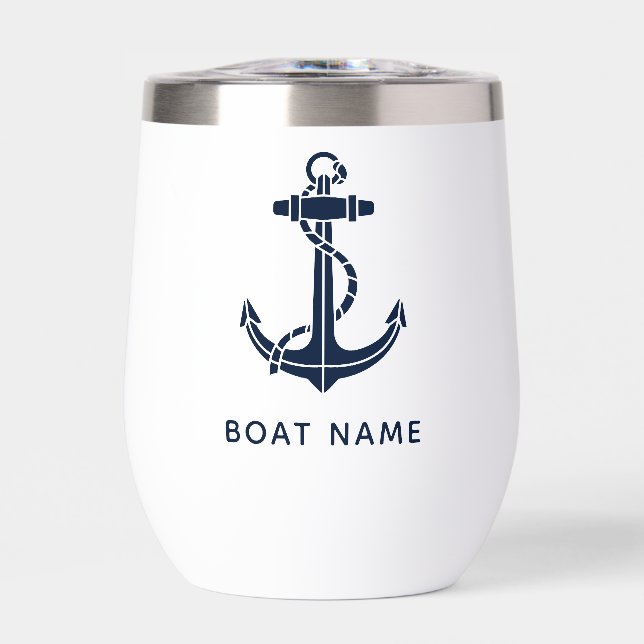 Nom de bateau personnalisé Ancre Bleu Marine Nauti (Avant)