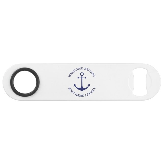 Nom de bateau personnalisé Bienvenue à bord de l'a (Devant (Horizontal))