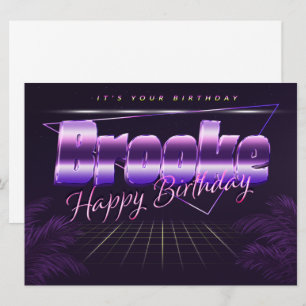 Nom de Brooke Prénom lila retro Carte Anniversaire