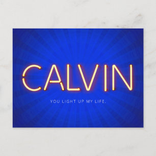 Nom de Calvin dans la carte postale lumières néon 