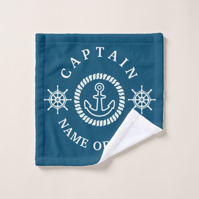 Nom de capitaine/bateau nautique personnalisé modi (Gant de toilette)