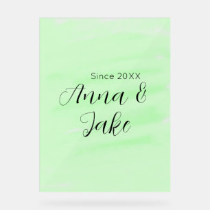 nom de couple de mariage date vert aquarelle paste