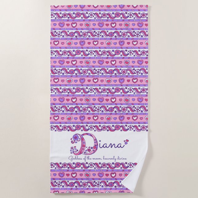 Nom de Diana signifiant serviette de plage rose de (Devant)