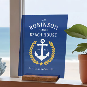 Nom de famille Beach House Ancre Gold Laurel Marin