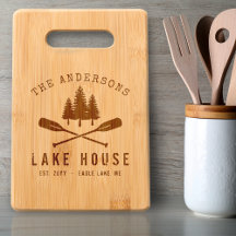 Nom de famille Lake House Rustic Boat Oars Trees