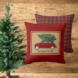 Nom de famille Noël Coussin Rustique Rouge Plaid