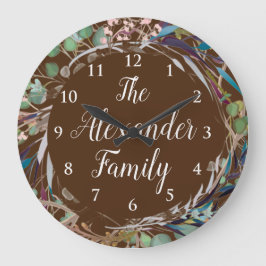 Nom de famille personnalisé Horloge élégante couro