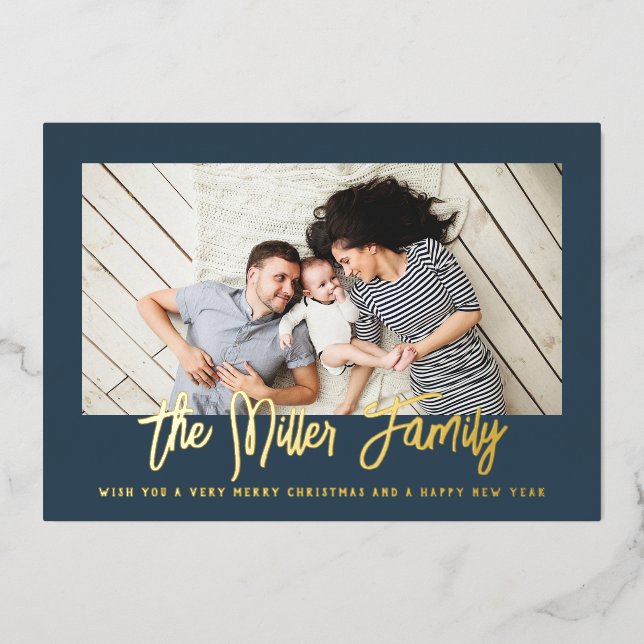 Nom de famille personnalisé Photo Foil Carte de va (Recto)