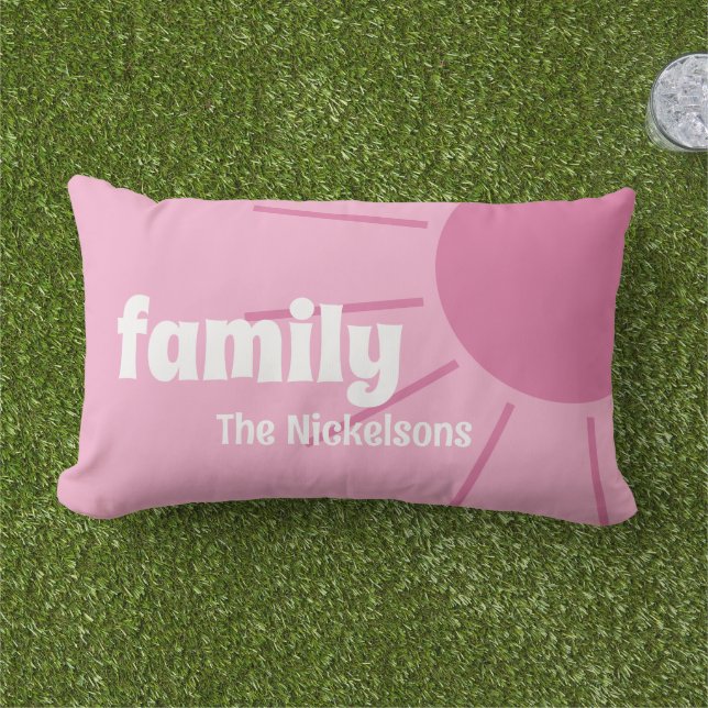 Nom de famille rose Coussin Lumbar extérieur (Herbe)