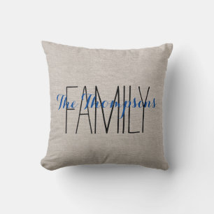 Nom de famille Rustic Chic Monogram Coussin