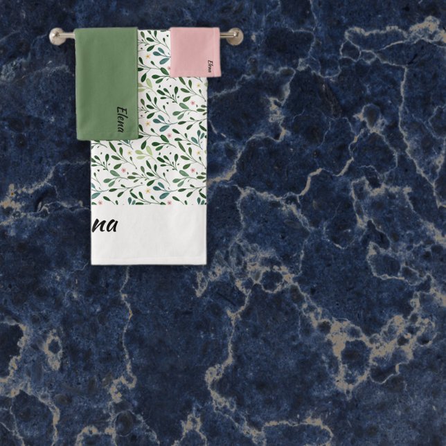 Nom de feuille verte du motif aquarelle (Créateur téléchargé)