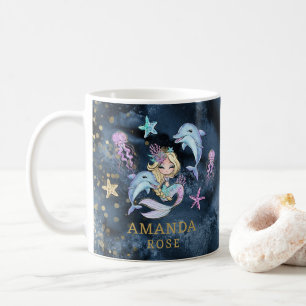Nom de fille personnalisée Mermaid Kids Mug