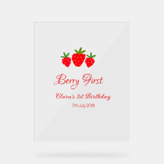 nom de fraise rouge 1er anniversaire stylis