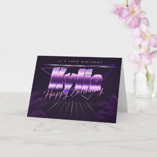 Nom de Kylie Prénom lila retro Carte Anniversaire