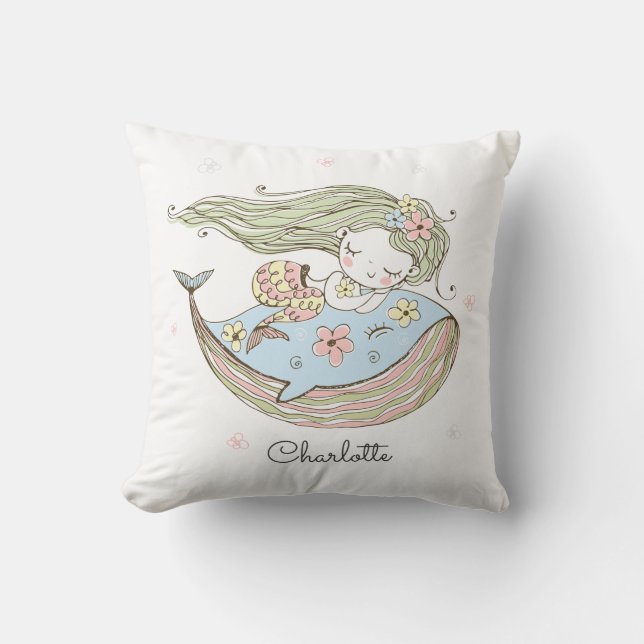 Nom de la baleine de sirène personnalisée Oreiller (Recto)