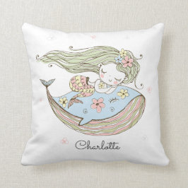 Nom de la baleine de sirène personnalisée Oreiller