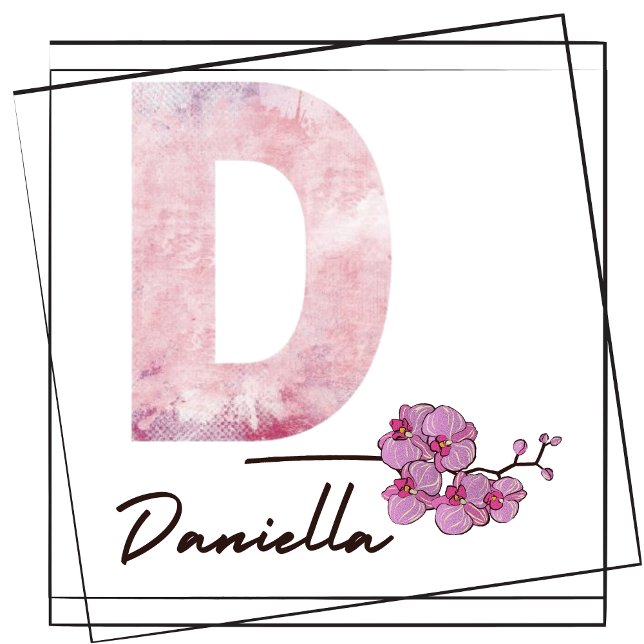 Nom de la fille Lettre D Aquarelle rose Poster (This is just a mockup (flower and name not included).)