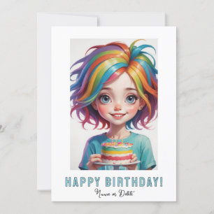 *NOM DE LA PHOTO Carte d'anniversaire Fille Gâteau