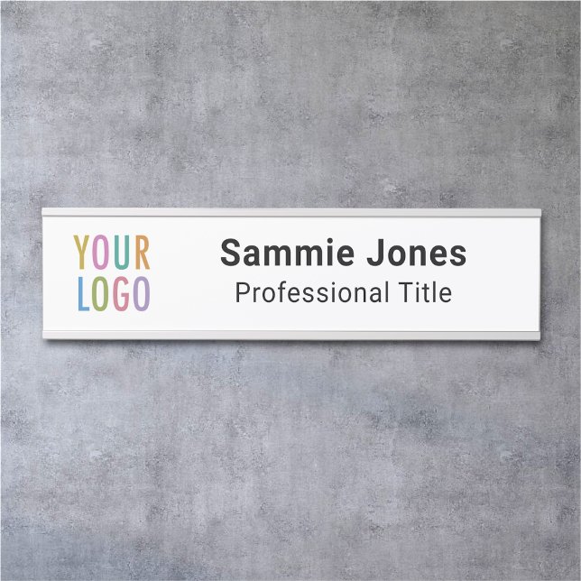 Nom de la porte de bureau modifiable Plaque de com (MISOOK Door Name Plate with Logo and Job Title White)