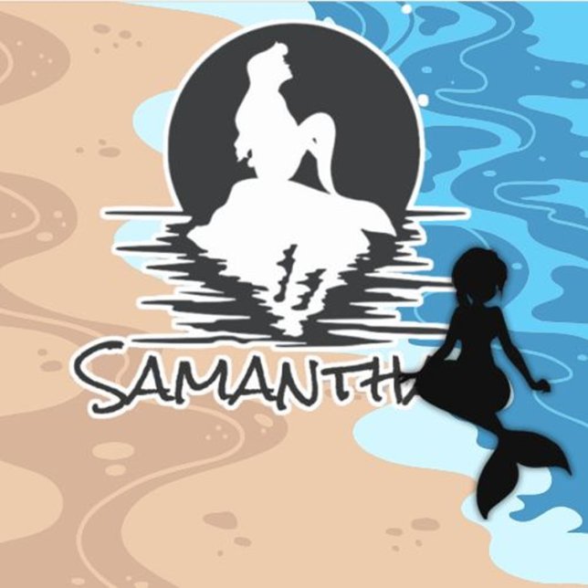 Nom de la sirène Sticker en silhouette noire (Celebrate your child's special day with a magical mermaid under-the-sea birthday sticker)